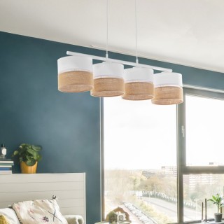 Suspension Linobianco 4 lumières – blanc – en métal – style scandinave
