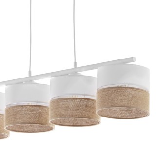 Suspension Linobianco 4 lumières – blanc – en métal – style scandinave