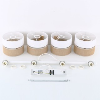 Suspension Linobianco 4 lumières – blanc – en métal – style scandinave