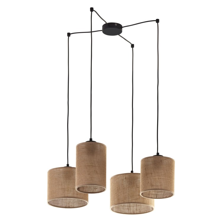 Suspension Juta 4 lumières – noir – en métal – style scandinave