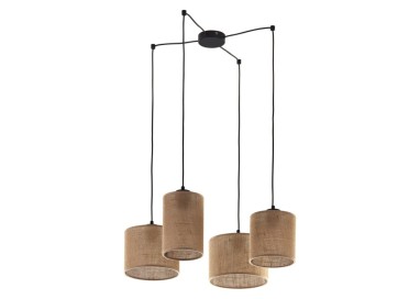 Suspension Juta 4 lumières – noir – en métal – style scandinave