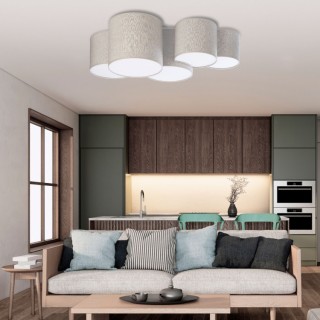 Plafonnier Mona 5 lumières – blanc – en métal – style scandinave