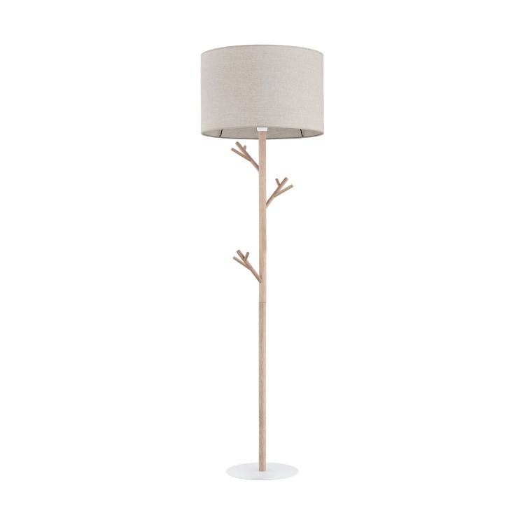 Lampadaire Albero 1 lumière – blanc & pin – en métal et bois – style scandinave