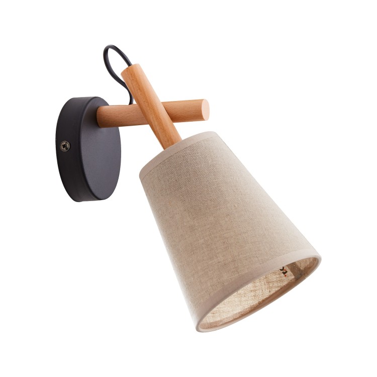 Lampe à poser Vaio 1 lumière – pin & noir – en métal et bois – style scandinave