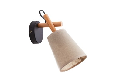 Lampe à poser Vaio 1 lumière – pin & noir – en métal et bois – style scandinave