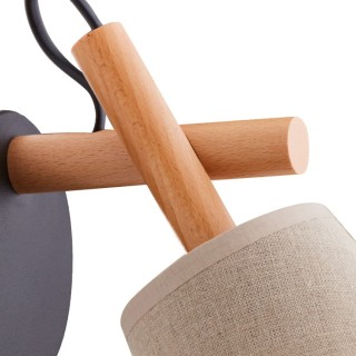 Lampe à poser Vaio 1 lumière – pin & noir – en métal et bois – style scandinave