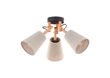 Plafonnier Vaio 3 lumières – pin & noir – en métal et bois – style scandinave