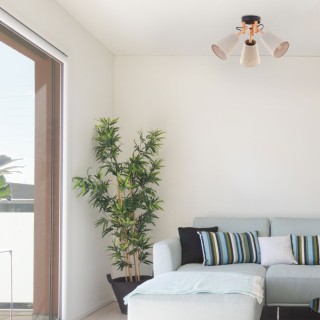 Plafonnier Vaio 3 lumières – pin & noir – en métal et bois – style scandinave