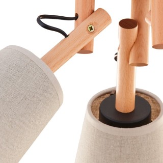 Plafonnier Vaio 3 lumières – pin & noir – en métal et bois – style scandinave