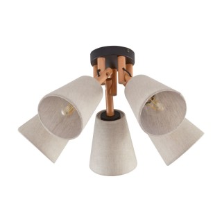 Plafonnier Vaio 5 lumières – pin & noir – en métal et bois – style scandinave