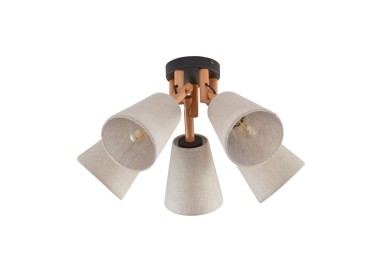 Plafonnier Vaio 5 lumières – pin & noir – en métal et bois – style scandinave