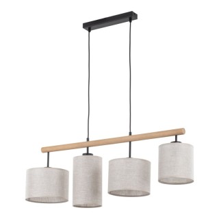 Suspension Deva 4 lumières – pin & noir – en métal et bois – style scandinave