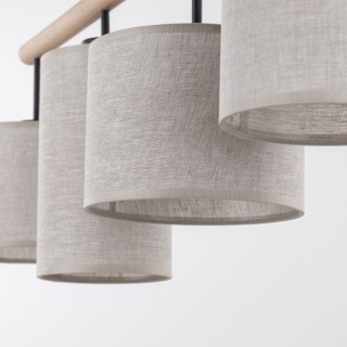 Suspension Deva 4 lumières – pin & noir – en métal et bois – style scandinave