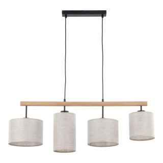 Suspension Deva 4 lumières – pin & noir – en métal et bois – style scandinave