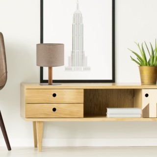 Veilleuse Deva – pin & noir – en métal et bois – style scandinave