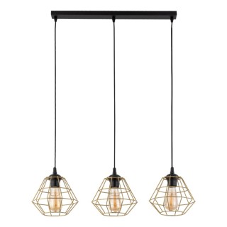 LAMPE SUSPENDUE À 3 BANDES DIAMOND NEW NOIR/OR