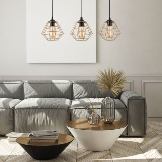 LAMPE SUSPENDUE À 3 BANDES DIAMOND NEW NOIR/OR