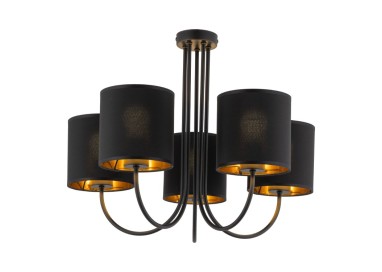 Plafonnier Torens 5 lumières – noir – en métal – style classique