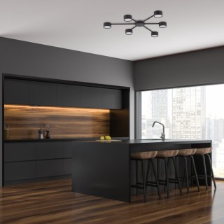 Plafonnier Avia 6 lumières – noir – en métal – style moderne