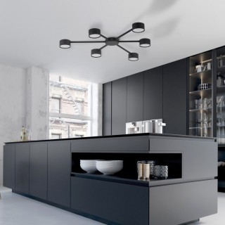 Plafonnier Avia 6 lumières – noir – en métal – style moderne