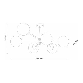 Plafonnier Sarius 6 lumières – doré – en métal – style moderne