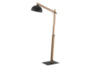 Lampadaire Oslo 1 lumière – pin & noir – en métal et bois – style industriel
