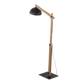 Lampadaire Oslo 1 lumière – pin & noir – en métal et bois – style industriel