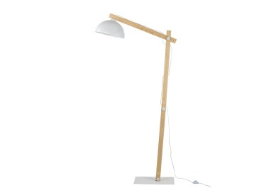 Lampadaire Oslo 1 lumière – blanc & pin – en métal et bois – style industriel