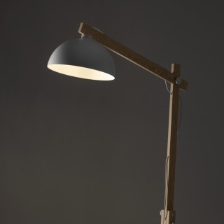 Lampadaire Oslo 1 lumière – blanc & pin – en métal et bois – style industriel