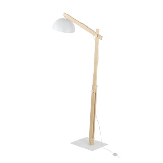 Lampadaire Oslo 1 lumière – blanc & pin – en métal et bois – style industriel