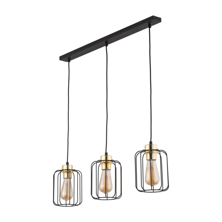 Suspension Galaxy 3 lumières – doré & noir – en métal – style moderne