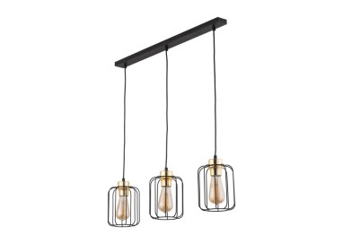 Suspension Galaxy 3 lumières – doré & noir – en métal – style moderne