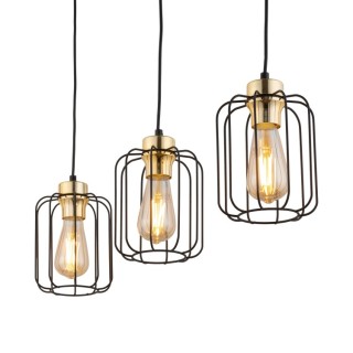 Suspension Galaxy 3 lumières – doré & noir – en métal – style moderne