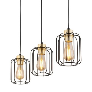 Suspension Galaxy 3 lumières – doré & noir – en métal – style moderne