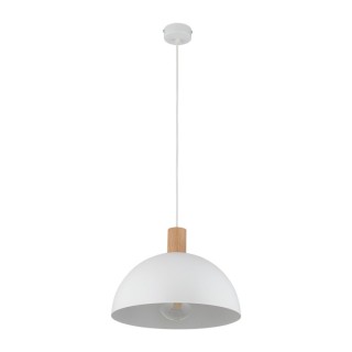 Suspension Oslo 1 lumière – blanc & pin – en bois – style moderne