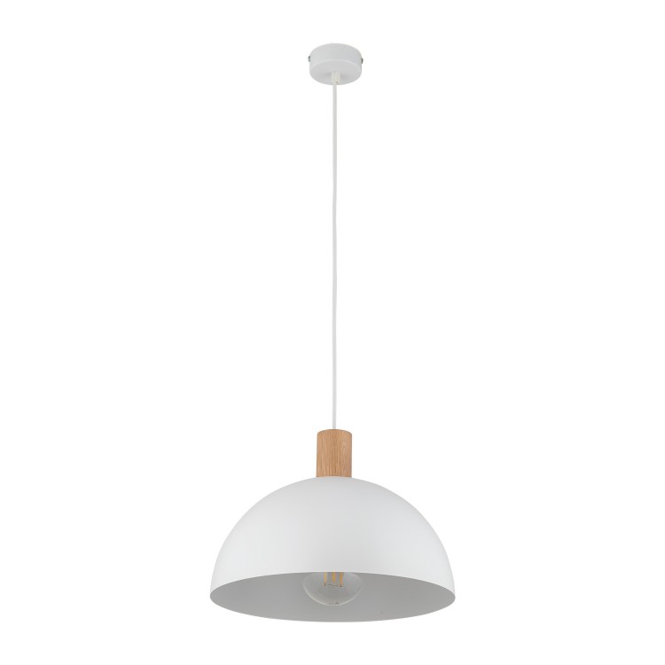 Suspension Oslo 1 lumière – blanc & pin – en bois – style moderne
