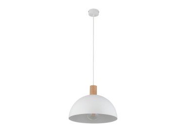 Suspension Oslo 1 lumière – blanc & pin – en bois – style moderne