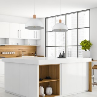 Suspension Oslo 1 lumière – blanc & pin – en bois – style moderne