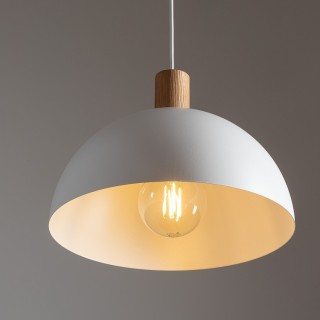 Suspension Oslo 1 lumière – blanc & pin – en bois – style moderne