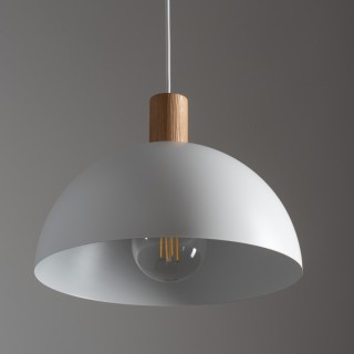 Suspension Oslo 1 lumière – blanc & pin – en bois – style moderne