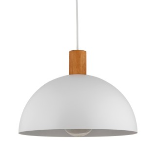 Suspension Oslo 1 lumière – blanc & pin – en bois – style moderne