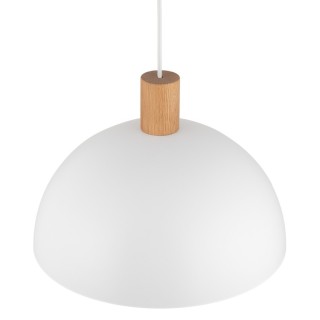 Suspension Oslo 1 lumière – blanc & pin – en bois – style moderne