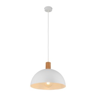 Suspension Oslo 1 lumière – blanc & pin – en bois – style moderne