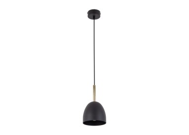 Suspension Nord 1 lumière – pin & noir – en métal – style moderne et loft