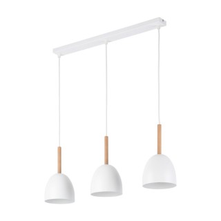 Suspension Nord 3 lumières – blanc & pin – en métal et bois – style moderne