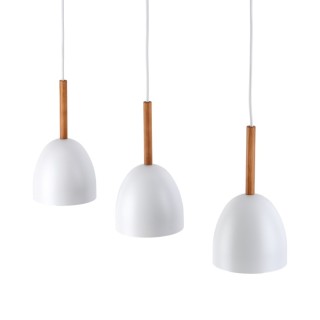 Suspension Nord 3 lumières – blanc & pin – en métal et bois – style moderne