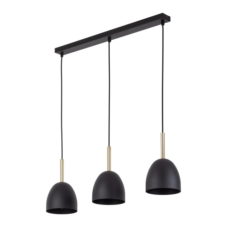 Suspension Nord 3 lumières – pin & noir – en métal – style moderne