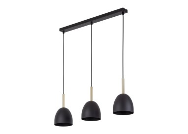 Suspension Nord 3 lumières – pin & noir – en métal – style moderne