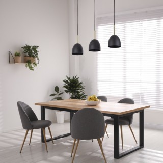 Suspension Nord 3 lumières – pin & noir – en métal – style moderne