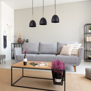 Suspension Nord 3 lumières – pin & noir – en métal – style moderne